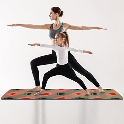 Килимче за йога с дебелина 6 мм, с принтом игри с Карти костюми, Екологично Чисти Постелки за упражнения от ТПЭ, Подложка за Пилатес Йога тренировки, основен фитнес и упражнения на пода, За мъже и Жени