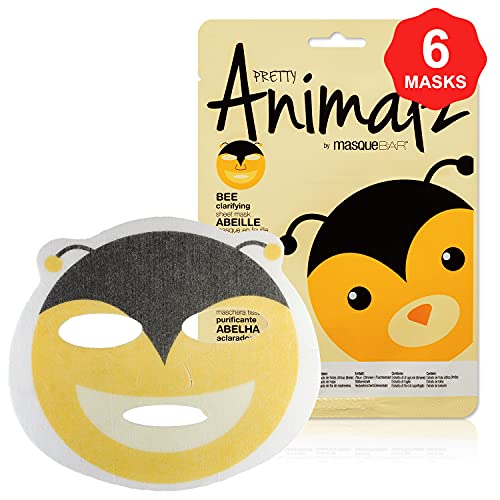 маска за лице Masque BAR Pretty Animalz Owl (6 опаковки) — Корейската Козметична процедура за грижа за кожата — Подобрява Еластичността, Омекотява и Успокоява Сухата кожа, Омекотява и Изравнява тона — Смешни маски за