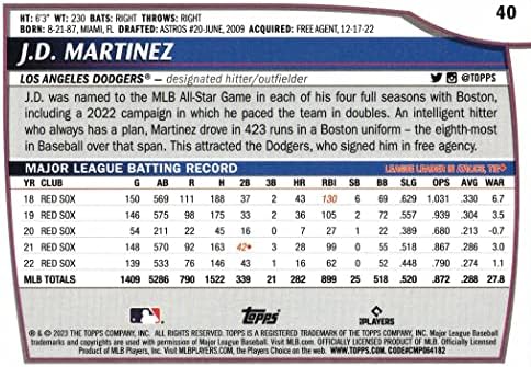 2023 Topps Висша лига #40 ДжейДи Мартинес Бейзболна картичка Доджърс