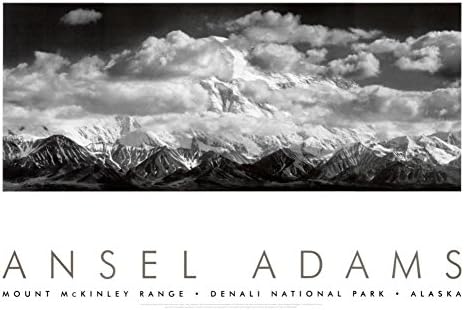 Планински хребет Маккинли, Облаци, Национален парк Denali, Аляска, 1948 година, Художествен плакат Анселя Адамс, 36x24 фотография, Арт плакат Анселя Адамс, 36x24