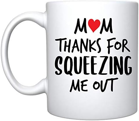 Veracco Мама, Благодаря, Че Выжала от мен на всички - Бяла Керамична Кафеена чаша - Забавен подарък на майка си за Деня На майката на рожден Ден (Бял)