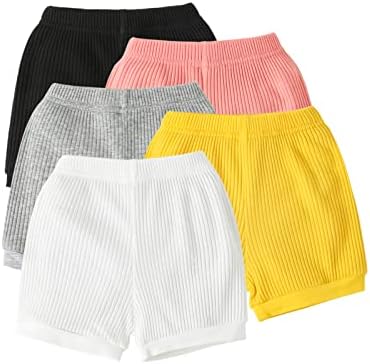 U · nikaka / Шорти Унисекс, за деца, дишащи Памучни шорти-клеш, 5 комплекта сиво, Бяло, Черно, Жълто и розово цветове