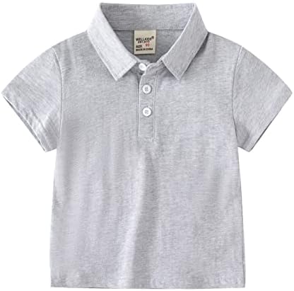 Детска Фланелевая Риза За деца, Яке с къси ръкави и ревера на копчета За малки момчета и Момичета (Сив-C, 18-24 месеца)