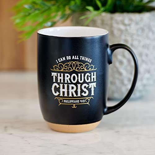 Християнски Художествени подаръци, Голяма керамична чаша за кафе и чай за мъже: Аз мога всичко чрез Христос - Филипяни 4: 13 Вдъхновяващи стих от Библията за топли и с?