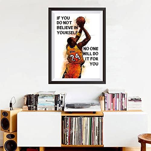 Легендарният плакат с баскетболна суперзвезда 16x24 Стенен артистични щампи, манталитет Mambas, вдъхновяващи баскетболист, спортно украса за дома, Вдъхновяващи художествен плакат, картина върху платно с баскетбол за