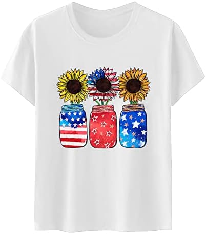 Жена Годишният Топ, Дамски Летни Тениски с Принтом на Деня на Независимостта, Къси Ръкави, Модна Тениска С Дълъг Ръкав