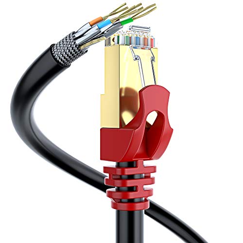 Maximm Cat7 Тежкотоварни външен кабел - черен - С нулев разминаване във времето от чиста Мед, водоустойчив Ethernet-кабел, подходящ за инсталиране директно под земята. (250 Метра)