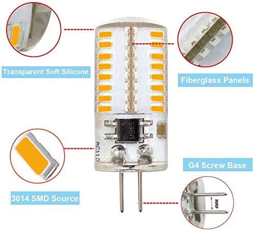 Led лампа ZHENMING 110-130 В G4 с двухконтактным заключение, led лампа от 3 W (еквивалент халогенна крушка 20 W 30 W), по-топъл бял 3000 До (не може да се използва при ниско напрежение 12 v) - Опаковка от 10