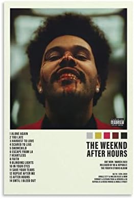 The Weeknd Плакат After Hours Плакат на Обложката на албума Плакати за Стая Естетически Платно монтаж на стена Арт Декор Спални 12x18 инча (30x45 см)