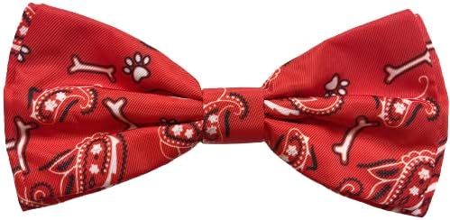 Папийонка Huxley & Kent за домашни любимци | Bone-Dana Red (малка) | папийонка на велкро за закрепване на яката | Забавни вратовръзки-пеперуди за кучета и котки | Красиви, удобни и