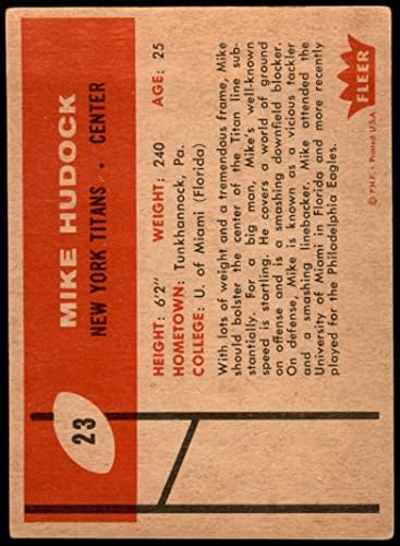 1960 Fleer 23 Майк Хадок Ню Йорк Титанс (Джетс) (Футболна карта) ДОБРИ Титаните (Джетс)