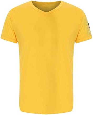 Мъжки Тениски с V образно деколте 2023, Летни Блузи, Приталенные Тениски За Фитнес С Къс Ръкав, Обикновена Ежедневни Спортни Тениски