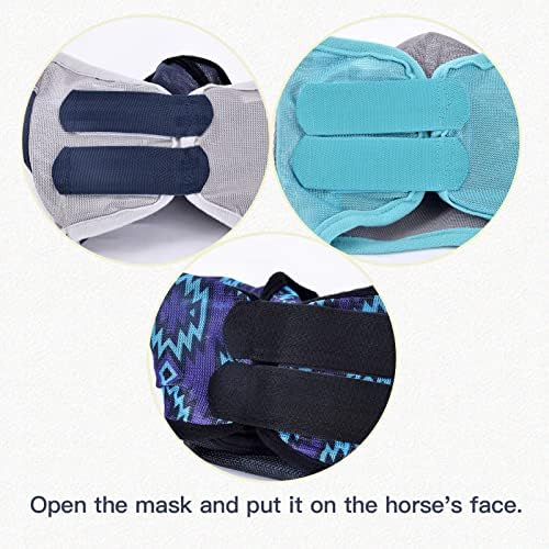 Маска HUIRHUIR Horse Fly Mask, Дълъг нос, с Уши, защита от ултравиолетови лъчи, Подвижни клапан за носа-Леопардовый принт (S, Размер на пони)