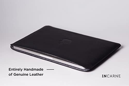 Калъф за лаптоп INCARNE Gamma Plus - Тънка кожена чанта за лаптоп - Защитен калъф за преносим компютър MacBook Pro (Нов MacBook Pro 162021-2022 // Pro 16 2019-2021, черен)