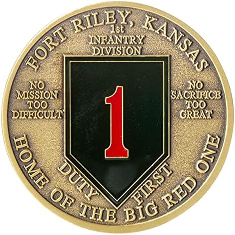 Монета на Повикване 1-ва пехотна дивизия на армията на Сащ във Форт Райли и Синьо Кадифе Кутия за показване