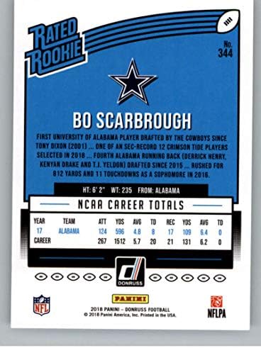2018 Donruss Football 344 Карта начинаещ Бо Скарбро RC Далас Каубойс С ранг Начинаещ Официалната търговска картичка NFL