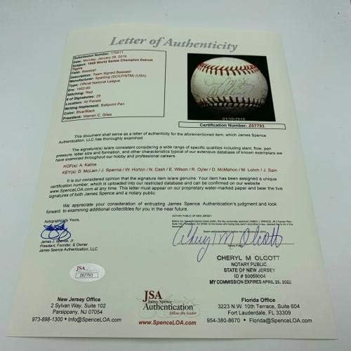 1968 Отбор на Шампионите от Световна серия Детройт Тайгърс подписа бейзболни 29 Подписи JSA COA - Бейзболни топки с автографи