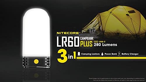 Разход: Джобен фенер за къмпинг NITECORE LR60 280 Лумена с USB-акумулаторна с 2 батерии NL2150HPR с капацитет 5000 mah и USB-кабел Eco-Sensa