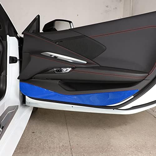 Стикер за украса на вратите на автомобила от този въглеродни влакна, което е съвместимо с Chevrolet Corvette C8 2020-2023, Аксесоари за защита на Декоративен панел, вътрешни врати от удари, 2 бр. (син)