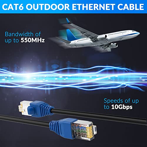 Cat6 Outdoor Ethernet 500 Фута с набор от инструменти, Тежкотоварни Мрежа интернет-кабел, Поддържа стандарта Cat 6 Cat5e Cat5, UTP, CCA, Водоустойчив двойна обвивка от PVC и LLDPE с UV-радиация, в стената, пряко погребение,