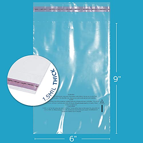 GPI - Опаковка от 100 прозрачни самоуплотняющихся найлонови торбички с размери 6 x 9 инча - 1,5 Mils. - Затваряне на найлонови торбички със самозалепваща лента и предупреждение за задушаване за опаковане на ризи и дрехи.