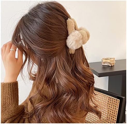XJJZS Елегантна и скъпа плюшен шнола за коса в задната част на главата, голяма Пластинчатая шнола за коса, Жените в есенно-зимната окото червен цвят (Цветът на: E, размер: One Size)