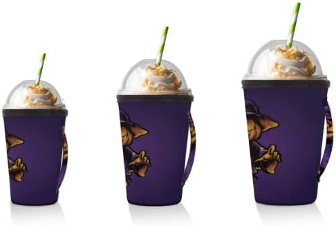 The Тиква Terror In Halloween многократна употреба Кафе ръкав с лед с дръжка от неопрен за напитки, кафе лате, Чай, напитки, Бира (Малко 18-20 грама)