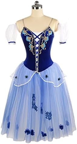 DHTDVD Синьо-Бял Балет Костюм Танцово Дълго Балетное Рокля Романтични костюми за изказвания за Жени (Цвят: D, Размер: S Код)
