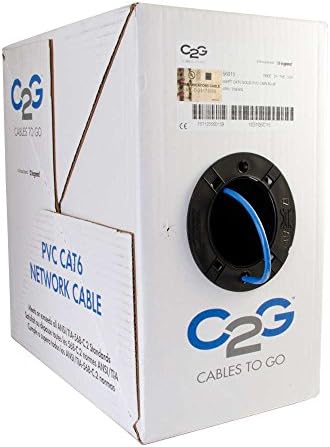 C2G 56017 Cat6 Съраунд версия неекранирана Мрежа Ethernet кабел с Твърди проводници, 1000 Метра, Синьо