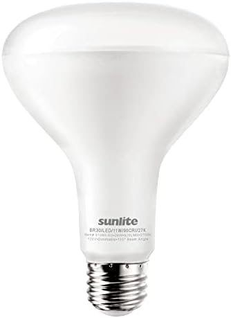 Отразяваща лампа Sunlite 81366 LED BR30, 11 W (65 W =), 120, 920 Лумена, 90 CRI, Средна база E26, С регулируема яркост, С широк поток е в списъка на UL, Energy Star, Отговаря на стандарта Title-20, 1 Броене, Мек бял