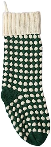 Прозрачни Кристални мъниста за нокти, Коледни Чорапи, Тъканно чанта за Коледни Чорапи и Коледни Окачени Чорапи за Украса на парти и Коледен Cartoony Червен Набиране (Зелена, един размер)