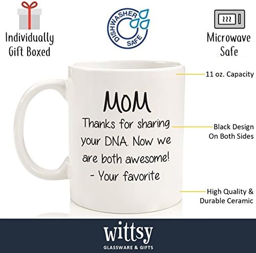 Подаръци за Деня на майката от дъщеря си, на сина си - Майка, Разделящ твоята ДНК Забавно кафеена чаша - Отличен подарък за мама от Любим човек, дете, Деца - най-Добрите подаръци за майки - Уникална идея за подарък