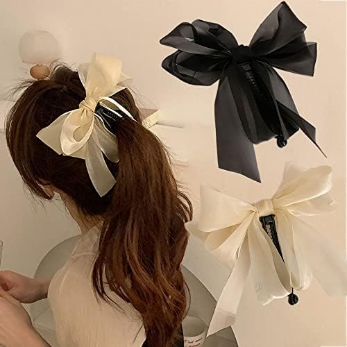MinLia в корейски стил, скъпа вертикална шнола с бантиком-банан, шифоновый прическа за парти, шнола за коса, аксесоари за коса (черен)