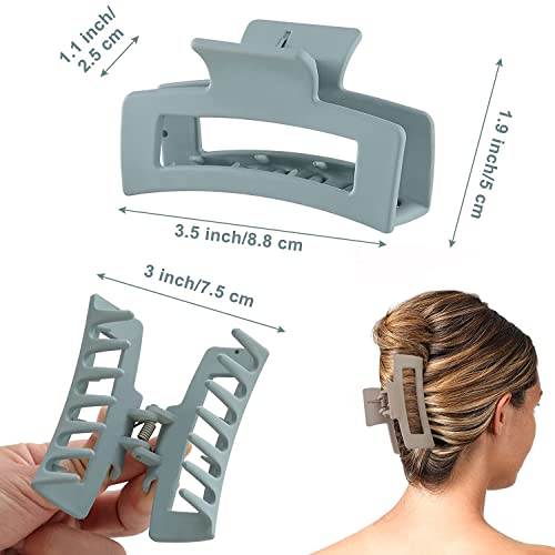 KAGNAL 4 опаковки големи мат щипки за коса силна фиксация за жени, тънки гъста къдрава коса, квадратна фиби за коса