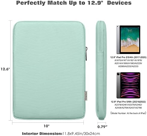 Калъф за лаптоп MoKo 12,9 см Подходящ за iPad Pro 12,9 М2 2022/2021/2020/2018, iPad Pro 12,9 2017/2015, Surface Laptop Go 12,4 , чанта от полиестер с интелигентна клавиатура, мятно-зелен