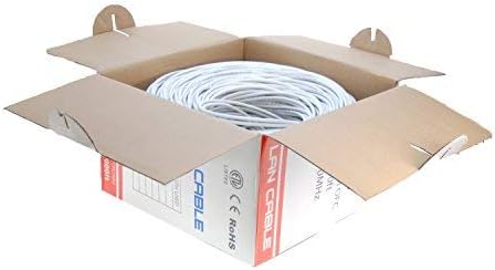Кабели директно Онлайн Бял Оптичен кабел Ethernet Cat6 с дължина 1000 метра, см, UTP хлебна Мед, 23 AWG, кутия Reelex II