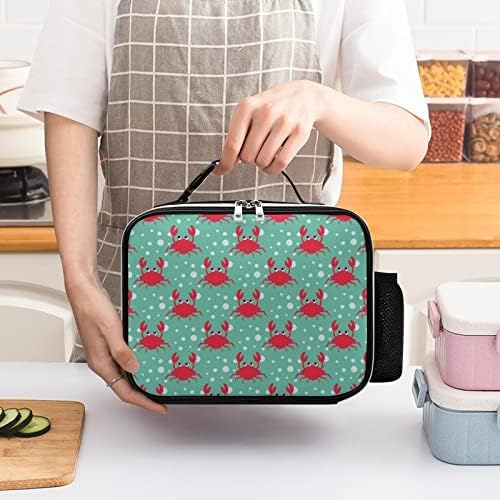 Чанта за Обяд Смешни Crabs Dancing Кожена Чанта-хладилник за Обяд с Подвижна дръжка и Странични джоб