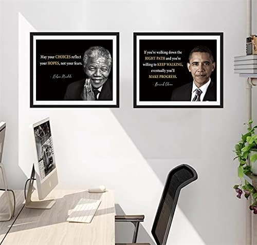 Плакат chenjingling Inspirating of Black History | комплект от 4 теми, състоящ се от художествени картини на Барак Обама, Нелсън Мандела, Мартин Лутър Кинг, Малкълм X (Без рамка) | Клас Или Семейна Публичен сила Hero8