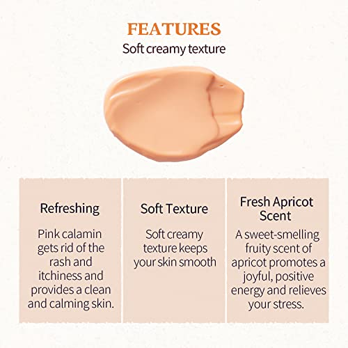 SKINFOOD Mask Apricot Trouble Care 120 г - Почиства порите на лицето и успокоява кожата на тялото - Смываемые маска за лице с розово каламином за здрава, чиста и гладка кожа - Устойчива текстура за душ (4,23 унция)