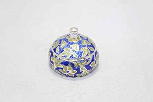 Бижута на Раджастан Эмалированная сребърна финансирани 925 сребро, жълто-синя перегородчатая ръчно гравиране C346