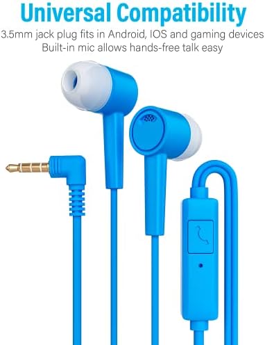 RedSkyPower 100 Бр., Пъстри Детски ушите с кабелен микрофон, в индивидуални опаковки за Еднократна употреба за Слушалки с микрофон, идеално подходящи за учениците в класни