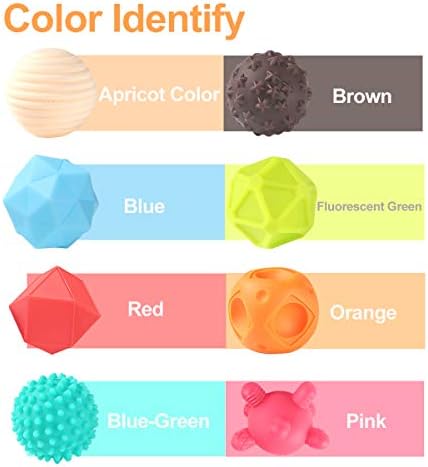 Набор от текстурирани Сензорни топки TuiVeSafu за деца, Меки Сжимающие Масажни топки, ярки цветове и с различна форма, Образователни играчки за ранно развитие за момчета и момичета от 6 месеца (8 бр)