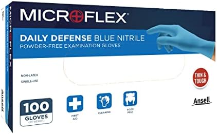 За еднократна употреба Нитриловые ръкавици Microflex 10-733 Daily Отбраната с Текстурированными с върха на пръстите за почистване и приготвяне на храна - Синьо