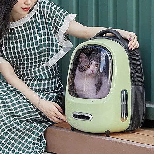 Раница PETKIT Breezy Pet Carrier Зелен цвят за котки и малки Кучета, Прозрачна, Водоустойчива чанта за домашни любимци, за разходки и употреба на открито (Зелено)
