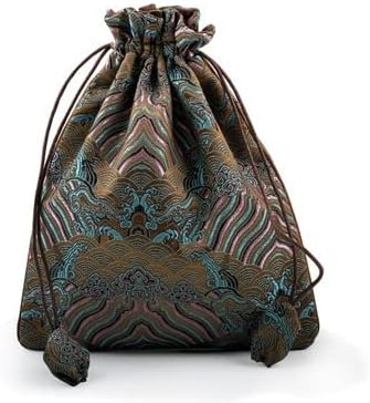 Висококачествена Удебелена Луксозен подарък чанта в китайски стил, Парчовый копринена торбичка на съвсем малък, ръчно изработени, Опаковане на Бижута, Колие, Гривна За съхранение (3,94x5,91 инча, светло синьо)