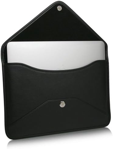 Калъф BoxWave, който е съвместим с LG Gram + View (16MQ70) (Case by BoxWave) - Луксозни кожена чанта-месинджър, дизайн своята практика-плик от изкуствена кожа за LG Gram + View (16MQ70) - Черно jet black