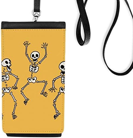 Прекрасен Хелоуин Скелети Телефон В Чантата Си Чантата Виси Мобилен Калъф Черен Джоба