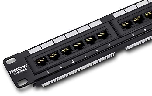 48-портов Неекранирани премина панел TRENDnet Cat6, черна, TC-P48C6 и 24-портов Неекранирани премина панел Cat6, монтируемая на стената или багажник, черна, TC-P24C6