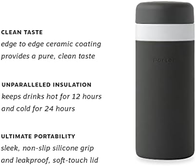 Случайна бутилка W & P Porter 12 мл | Керамично покритие Clean Taste за вода, кафе и чай | Вакуумна изолация с широко гърло | Могат да се мият в съдомиялна машина, Терраццо за руж