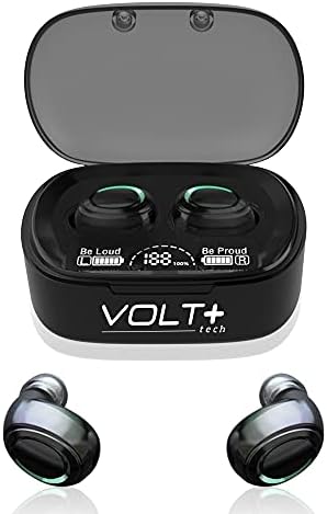 Слушалки VOLT PLUS TECH Wireless V5.1 PRO, съвместими с ZTE Warp 7 IPX3 Bluetooth Touch, Водоустойчив/Защитени от изпотяване /намаляване на шума с микрофон (черни)